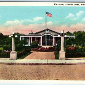 c1950s Pittsburgh PA Lincoln Park Entrance Roadside Brick Pittsburg Fogarty A275