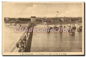 Old Postcard Ile D'Oleron La Cotiniere La Jetee The Port And The Beach