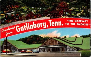 Greetings From Gatlinburg TN Tennessee Dual View Postcard UNP VTG Unused Vintage 