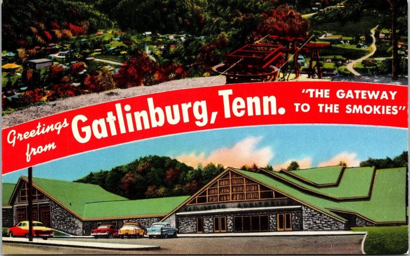 Greetings From Gatlinburg TN Tennessee Dual View Postcard UNP VTG Unused Vintage 