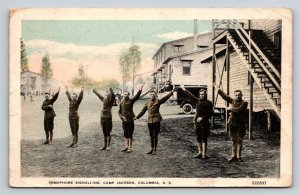 WWI Camp Jackson SC Semaphore Signalling Soldiers 1918 Postcard Sackett &