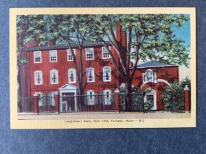 Longfellows Home Portland ME Linen Postcard H1248084520