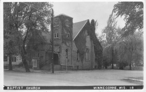 Postcard RPPC Wisconsin Winne Conne Baptist Church #118 1940s 23-9280