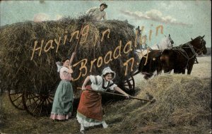 Broadalbin New York NY Farm Women Haying Farming Agriculture c1910 Postcard