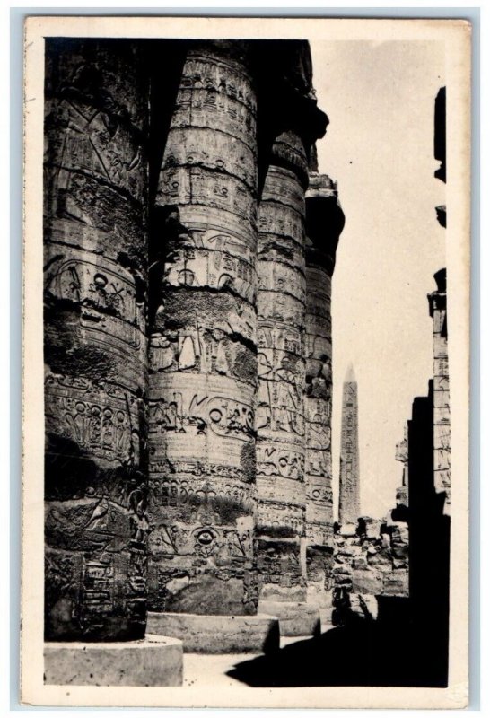 c1920's Hypostyle Hall Queen Hatshepsut Obelisk Karnak Egypt RPPC Postcard