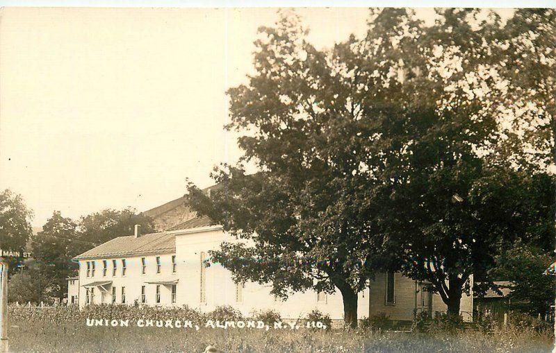 Almond New York 1936 Union Church RPPC real photo postcard 9546