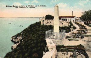 Vintage Postcard Bateria Antigua Y Obelisco En La Cabaña Old Cannons Havana Cuba