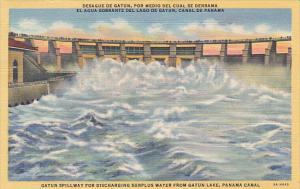 Panama Canal Gatun Spillway Discharging Surplus Water From Gatun Lake