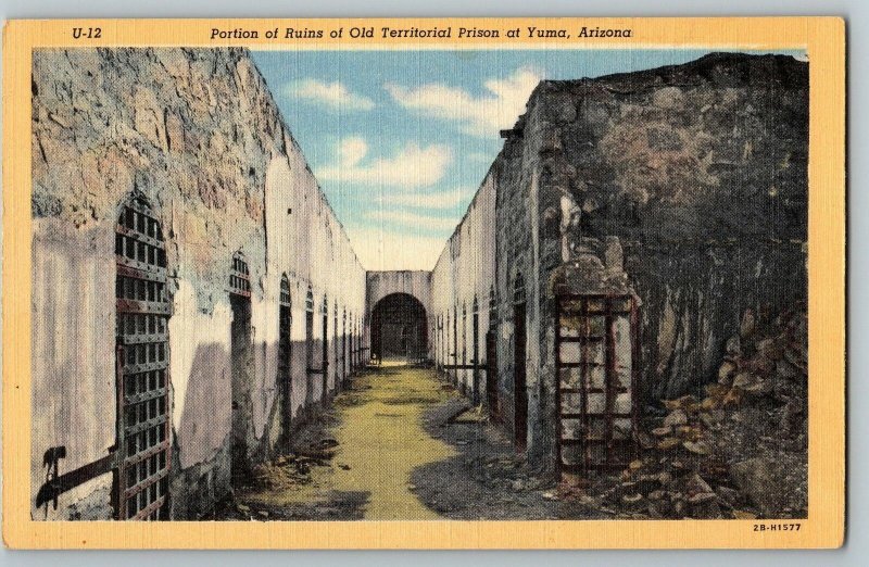 Ruins of Old Territorial Prison Yuma U-12 Cell Blocks Mess Hall Arizona Postcard