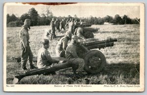 US Army  Battery of  75mm Field Howitzers Artillery  Postcard