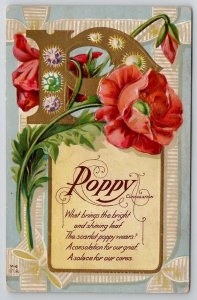 Poppy Flower Consolation The Scarlet Poppy E Nash Alphabet Letter P Postcard L37