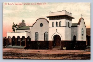 J92/ Long Beach California Postcard c1910 St Luke's Episcopal Church  79