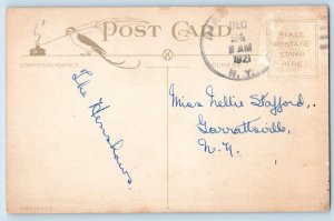 Christmas Postcard Little Boy Jester In A Box Toy Garrattsville New York NY 1921