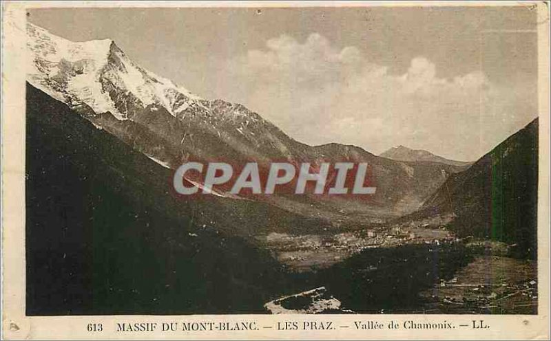 Old Postcard Mont Blanc Les Praz Chamonix Valley