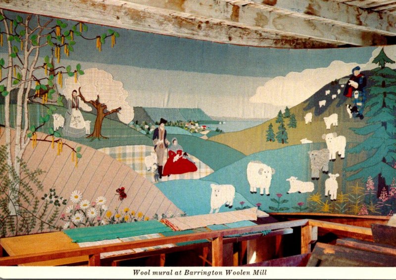 Canada Nova Scotia Barrington Old Woolen Mill Wool Mural Depicting History Of...