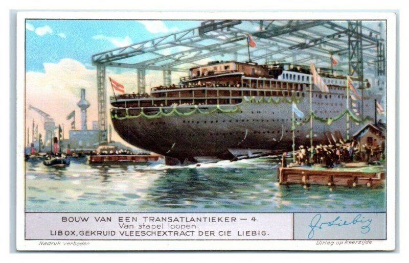 Leaving the Pile, Building a Transatlantic Ocean Liner Liebig Belgian Trade Card