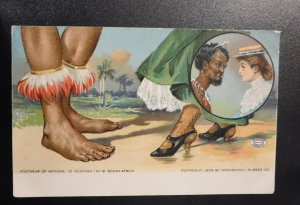 Mint USA Advertising Postcard Woonsocket Rubber Co Footwear of Nations S Africa