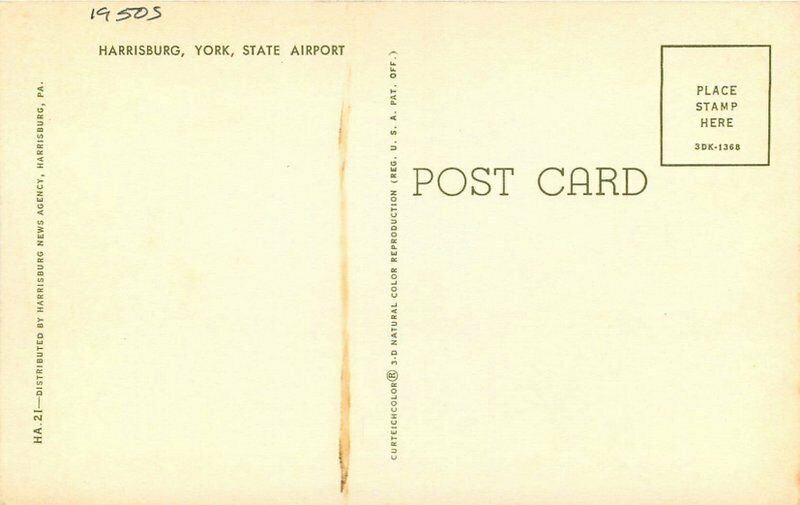 Airport Harrisburg New York Postcard Teich 21-130
