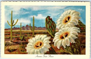 1967 AZ Arizona State Flower Saguaro Cactus Desert Ken Haag Painting Art PC A334