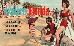 Vintage Postcard Summer Vacation At The Beach Exploring Florida Beach Bathing