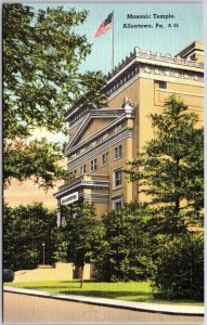 Masonic Temple Allentown Pennsylvania PA Grounds & Trees Landmark Postcard