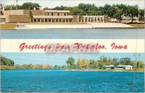 Postcard Modern Recreation and arts center Cedar River Waterloo Iowa