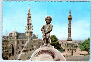 RPPC Manneken-Pis Hotel de Ville et Colonne du Congres BRUSSELS 4x6 Postcard