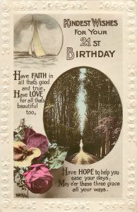 British friendship flowers greetings postcard rose forest sailing 21st birthday