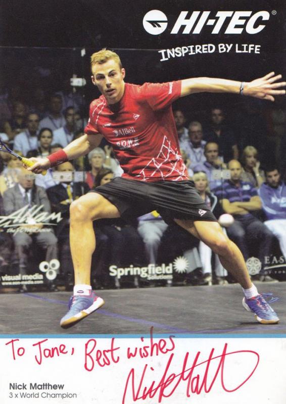 Nick Matthew Mens Squash Champion Hand Signed Card Photo