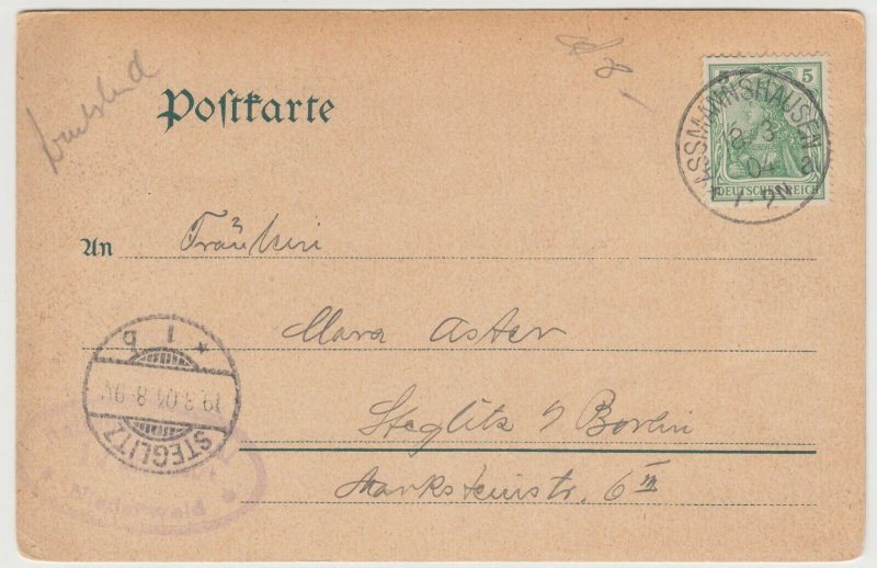 Germany; Gruss Vom National Denkmal, Niederwald PPC, 1904 PMK 