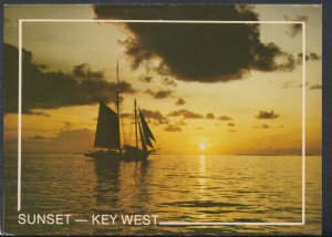 Shipping Postcard - Sailing - Sunset - Key West Schooner Western Union T5287