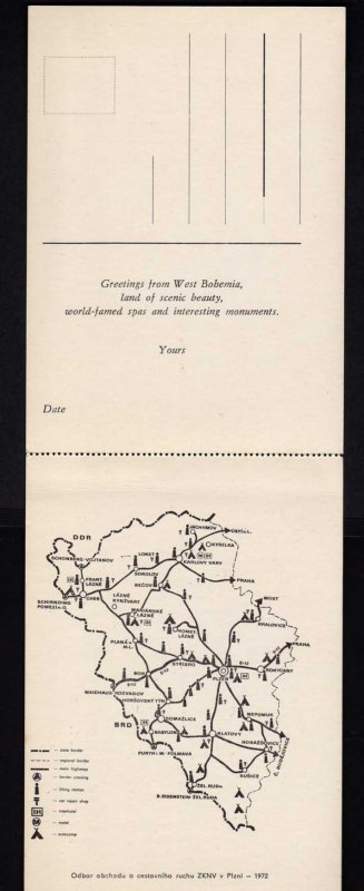 Czechoslovakia West Bohemia Fold-out postcard Map Czechoslovak Czech Republic