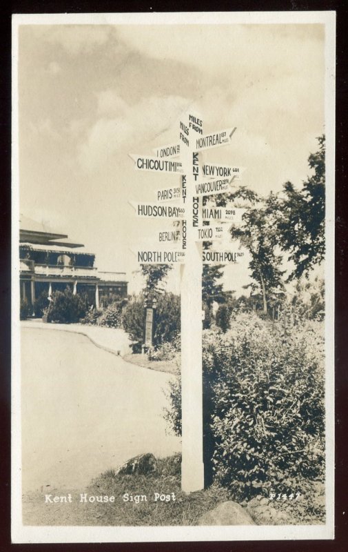 h485 - MONTMORENCY FALLS Quebec 1950s Kent House Sign Post. Real Photo Postcard