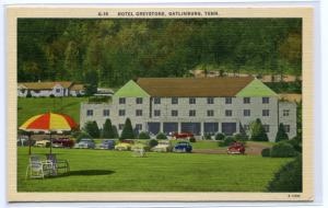 Hotel Greystone Gatlinburg Tennessee linen postcard
