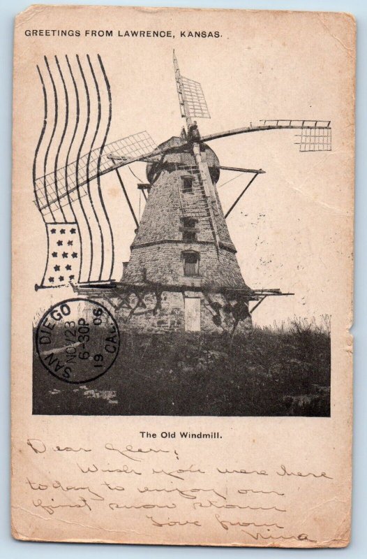 Kansas KS Postcard Greetings From Lawrence View Of The Old Mill 1906 Antique