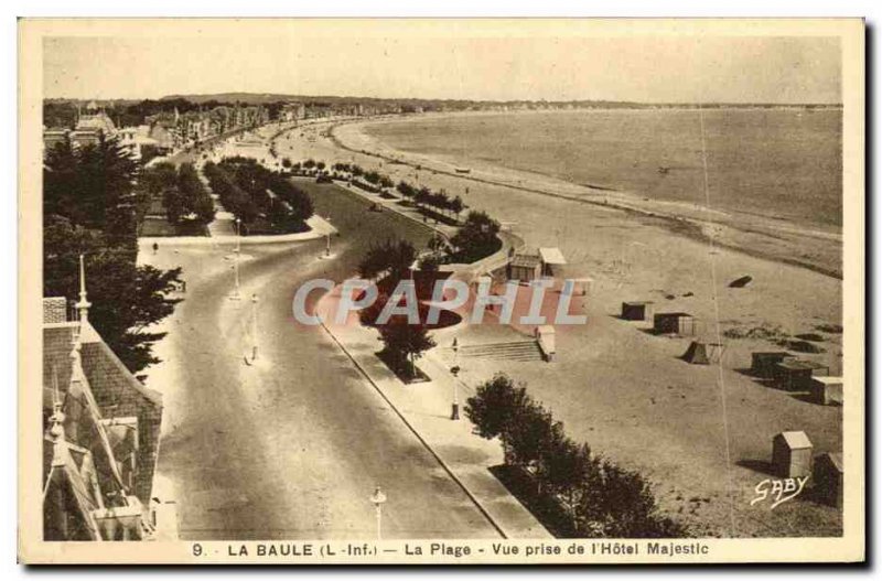 Old Postcard La Baule on Sea Beach View from the Majestic & # 39Hotel