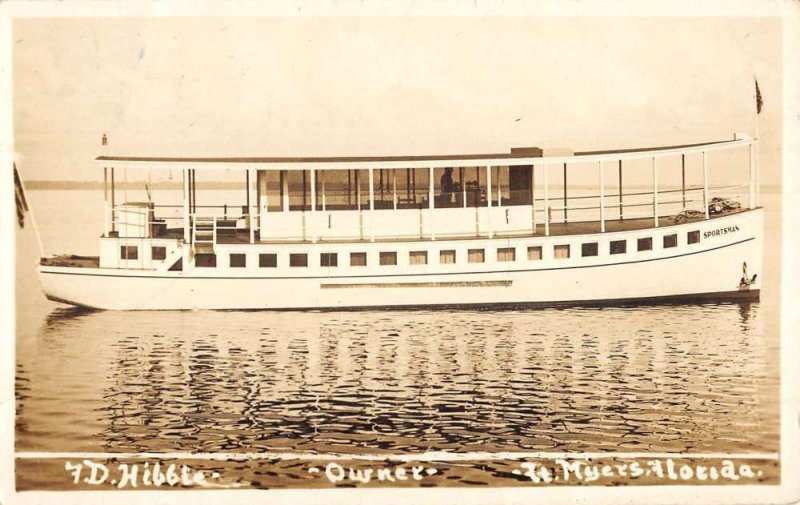 Fort Myers Florida Hibble Sportsman Boat Real Photo Vintage Postcard KK607