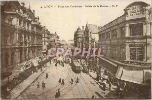 Old Postcard Lyon Place des Cordeliers Palace TramwayGrand Exchange Bazaar Lyon