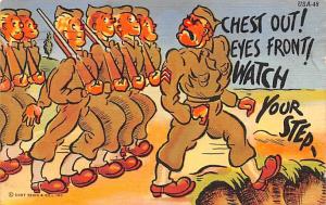 Military Comic Postcard, Old Vintage Antique Post Card  Chest Out
