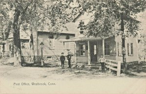 Westbrook CT Post Office Mailman & Boys Post Office Mailman & Boys Postcard