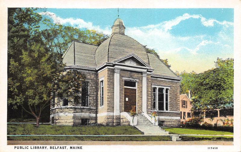 Belfast Maine 1920s Postcard Public Library