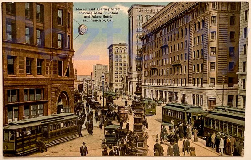 Market and Kearny Sts. Showing Lotta Fountain San Francisco