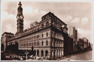Australia G.P.O and Martin Place Sydney New South Wales Vintage RPPC C128