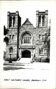 Pensacola Florida FL First Methodist Church Real Photo Vintage Postcard