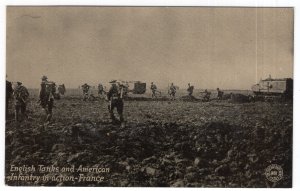 English Tanks and American Infantry in action, France