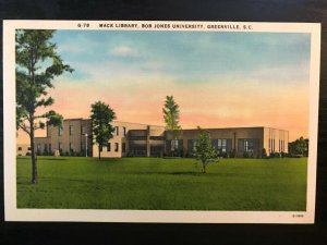 Vintage Postcard 1915-1930 Mack Library Bob Jones University Greenville SC