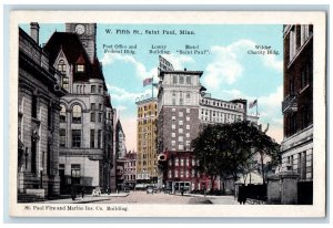 c1920 West Fifth Street Dirt Road Buildings View St. Paul Minnesota MN Postcard