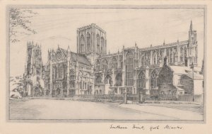 YORK MINSTER, SOUTHERN FRONT, Yorkshire - Vintage POSTCARD (Drawing)