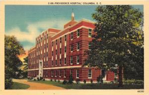 Columbia South Carolina~Providence Hospital~1940s Linen Postcard