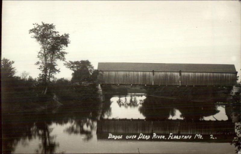 Flagstaff ME Covered Bridge Dead River c1920s Real Photo Postcard